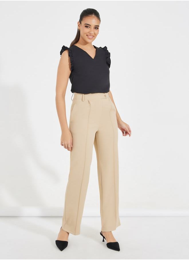 Styli Ruffled Sleeveless V Neck Top  - Image 2