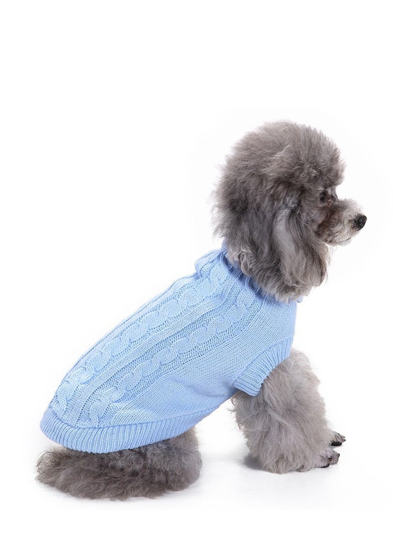 Loquat Squality Pet Supplies Dog Clothing Solid Color Floral High Neck Clothing Autumn And Winter Blue - Image 2