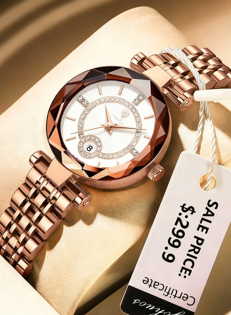 جوهوس ساعات للنساء - سوار فاخر من الفولاذ المقاوم للصدأ مقاوم للماء من أفضل العلامات التجارية، ساعة يد نسائية كلاسيكية من الكوارتز - 30 مم - هدية للأم أو الصديقة - Image 3