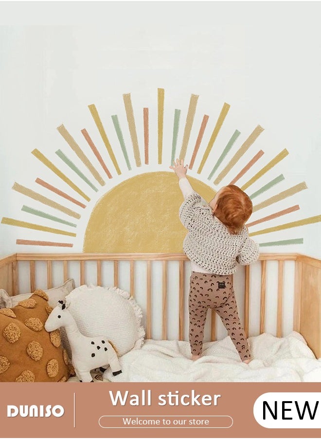 DUNISO Wall Sticker for Kids Room, Solar System Wall Stickers for Kids, PVC Waterproof Wall Sticker, Half Sun Wall Decals for Boys Girls Bedroom Wall Decoration  - Image 1