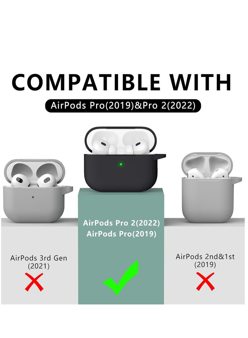 AirPods Pro Case Cover with Cleaner Kit,Soft Silicone Protective Case for Apple AirPod Pro 2nd/1st Generation Case for Women Men,AirPods Pro 2/Pro Case Accessories with Keychain-Black - Image 2