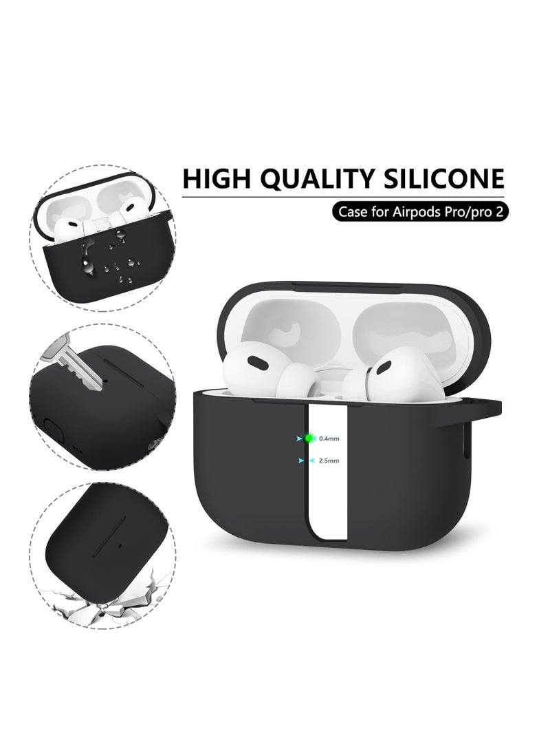 AirPods Pro Case Cover with Cleaner Kit,Soft Silicone Protective Case for Apple AirPod Pro 2nd/1st Generation Case for Women Men,AirPods Pro 2/Pro Case Accessories with Keychain-Black - Image 4