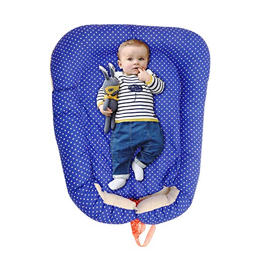 Creative Textiles Baby Nest Bedding Set Safe Cotton Fabric with Ultra-Soft Comfortable for Newborn to Toddlers Blue Dot (90 x 60 cm) Soft Cotton Material NestUltra Soft Cusioned - Image 1