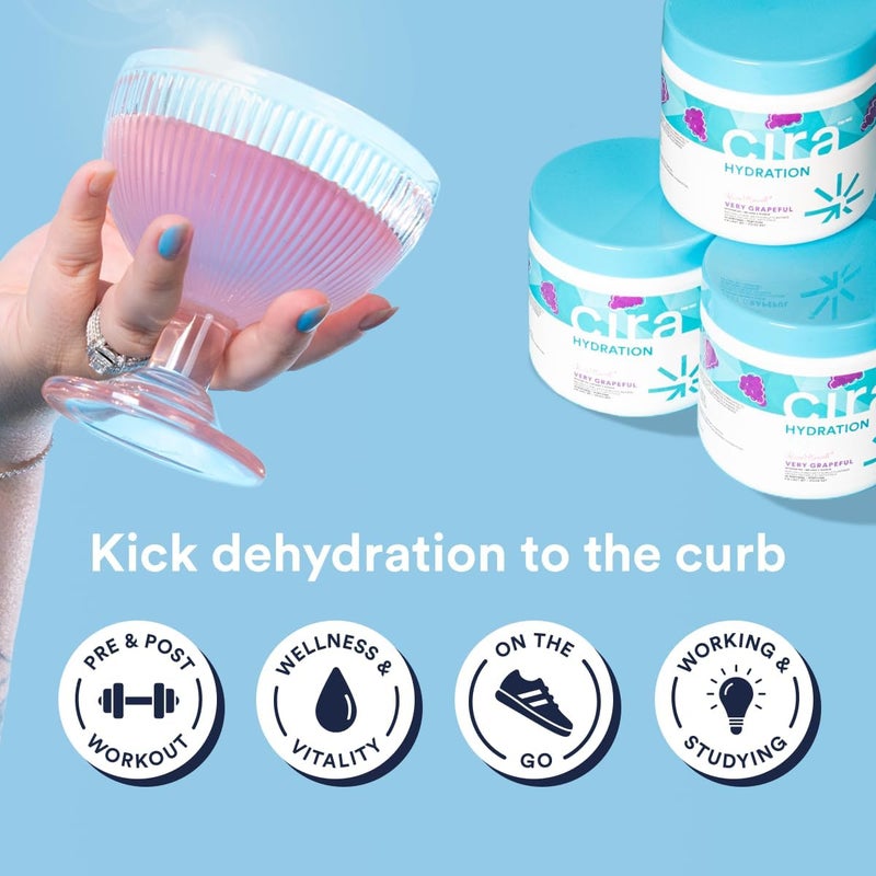 Cira Hydration Powder 45 Servings x Alicia McCarvells Electrolyte Drink Mix with Himalayan Salt for Dehydration Relief and Recovery  Very Grapeful - Image 4