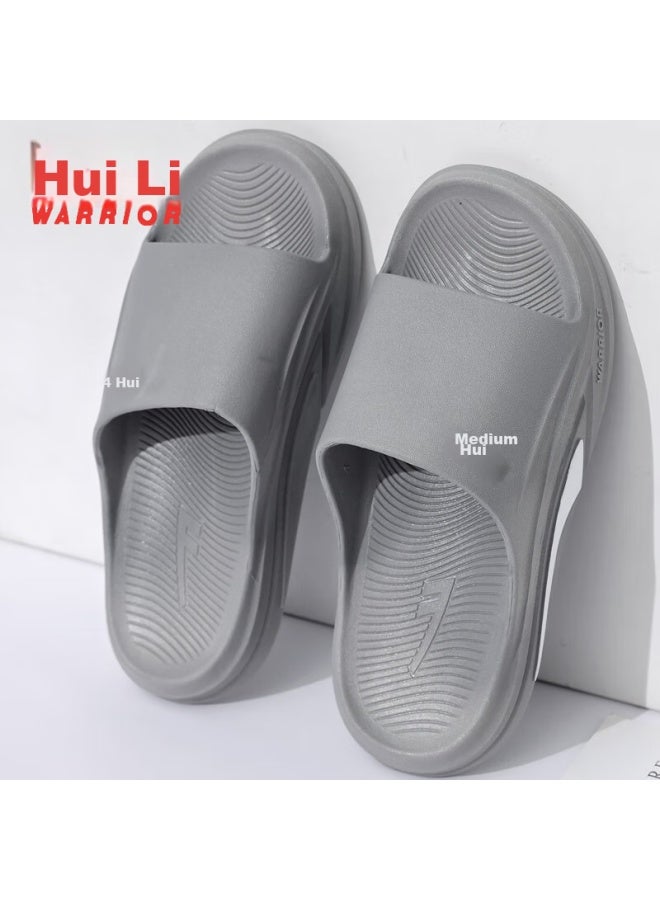 Pull Back Warrior Indoor/Outdoor أحادية اللون صندل رجالي سميك النعل اسفنجي مريح مضاد للانزلاق خفيف الوزن Hl39831 رمادي المقاس 46-47 - Image 5