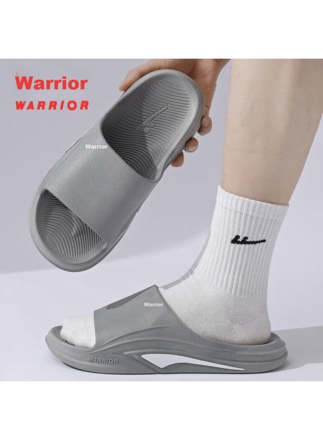 Pull Back Warrior Indoor/Outdoor أحادية اللون صندل رجالي سميك النعل اسفنجي مريح مضاد للانزلاق خفيف الوزن Hl39831 رمادي المقاس 46-47 - Image 2