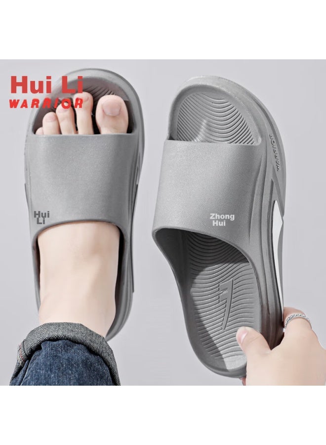 Pull Back Warrior Indoor/Outdoor أحادية اللون صندل رجالي سميك النعل اسفنجي مريح مضاد للانزلاق خفيف الوزن Hl39831 رمادي المقاس 46-47 - Image 1
