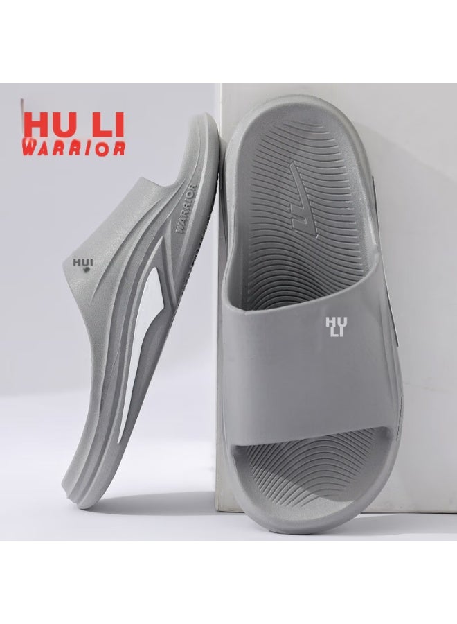 Pull Back Warrior Indoor/Outdoor أحادية اللون صندل رجالي سميك النعل اسفنجي مريح مضاد للانزلاق خفيف الوزن Hl39831 رمادي المقاس 46-47 - Image 4