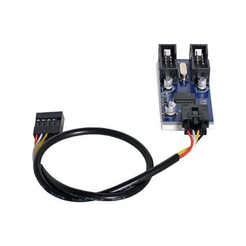 cablecc Motherboard 9pin USB 2.0 Header 1 to 2 Female Extension Cable HUB Connector Adapter Port Multilier - Image 1