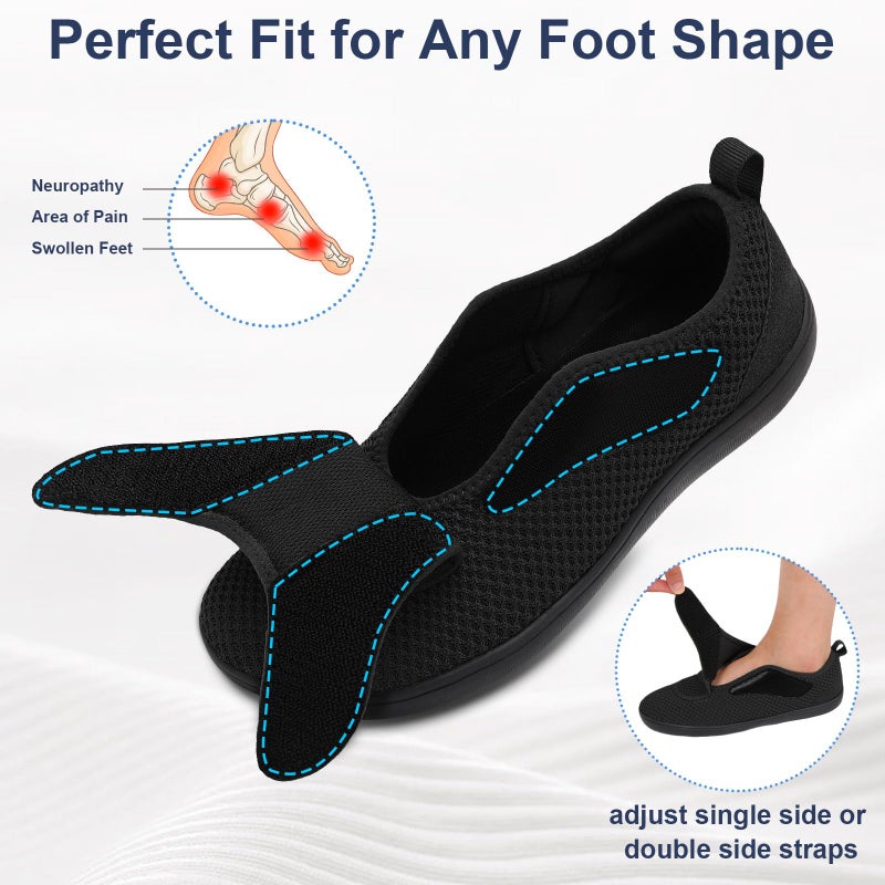 Scurtain Mens Walking Shoes Wide Width Diabetic Shoes for Men Elderly Seniors Adjustable Swollen Feet Neuropathy Orthopedic Edema Shoes Summer Spring Breathable Barefoot Zero Drop Sneakers Size 9.5 - Image 4