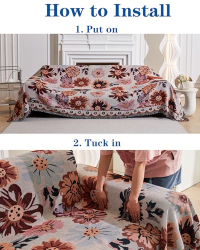AIVIA Couch Cover Sheet Blanket, Oversized Covers for 3 Cushion Sofa, Extra Large RV Furniture Decoration Throws Recliner Slipcovers, L-Shape U-Shaped Sectional Protector for Cats Dogs Washable - Image 3