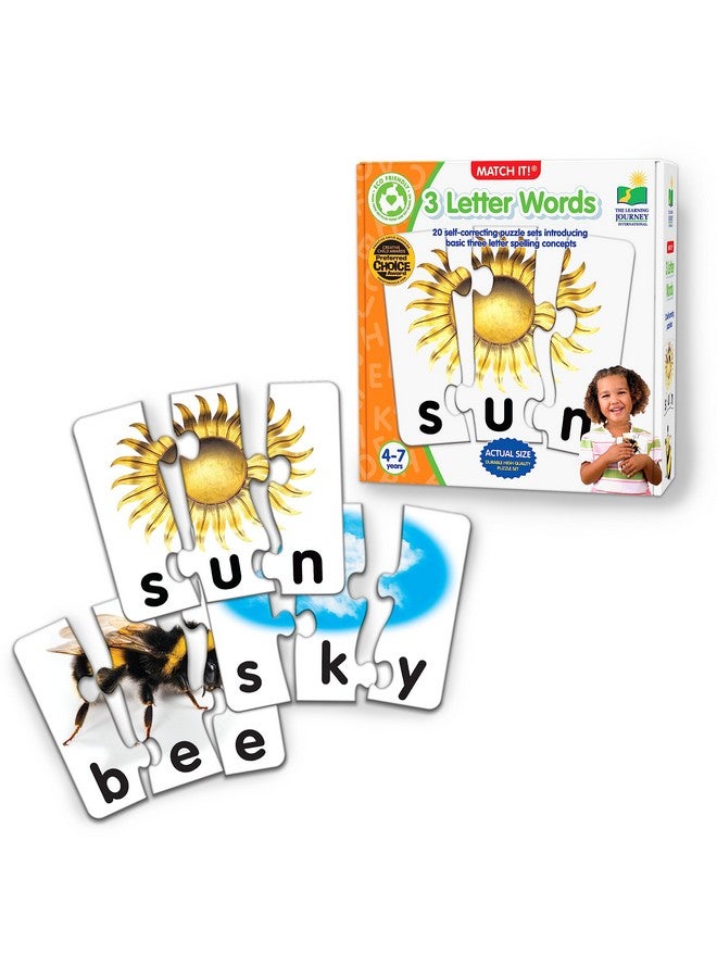 The Learning Journey: Match It! - 3 Letter Words - 20 Self-Correcting - Large Pieces Reading & Spelling Puzzle Set - Matching Activity for Kids Ages 4-7 - Image 1