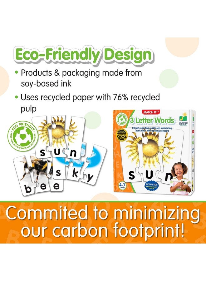 The Learning Journey: Match It! - 3 Letter Words - 20 Self-Correcting - Large Pieces Reading & Spelling Puzzle Set - Matching Activity for Kids Ages 4-7 - Image 5