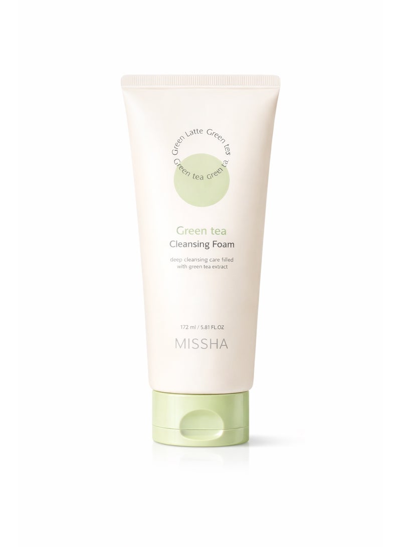 MISSHA Creamy Latte Cleansing Foam Green Tea – Deep Cleansing & Refreshing Face Wash 172MLml