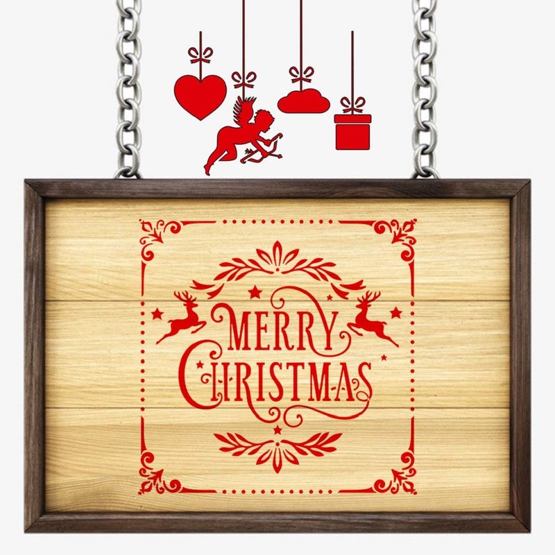 BPNHNA 12pcs Christmas Painting Stencils Bell Christmas Tree Wreath Santa Claus Deer Snowman Template Sets for Wood Paper Fabric Glass Art Creation Craft Projects(6x6 Inches) - Image 5