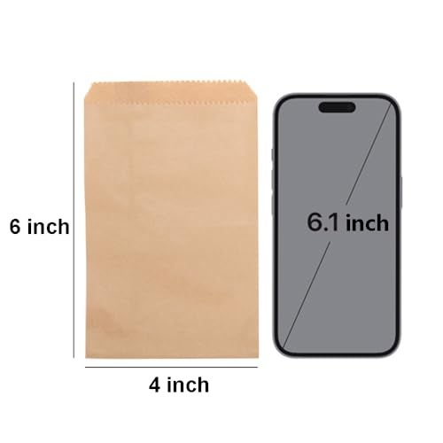 Volanic 100PCS 4X6 Inch Kraft Paper Bags Small Flat Party Favor Bag for Bakery Cookies Sandwich Soap Packing - Image 3