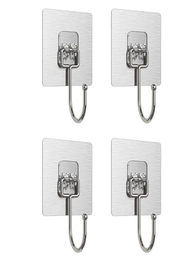TEZURTH Self Adhesive Wall Hooks, PVC Waterproof Big Adhesive Heavy Duty Sticky Stainless Steel Hooks | Hanging Capacity 10KG Max (8 x 8 Single Hook - Pack of 2) - BZ4311 - Image 1