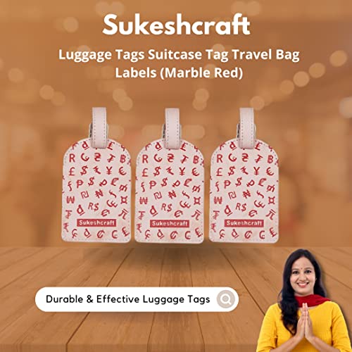 Sukeshcraft Luggage Tags Suitcase Tag Travel Bag Labels 3 Pcs.Combo (Marble Red) - Image 5