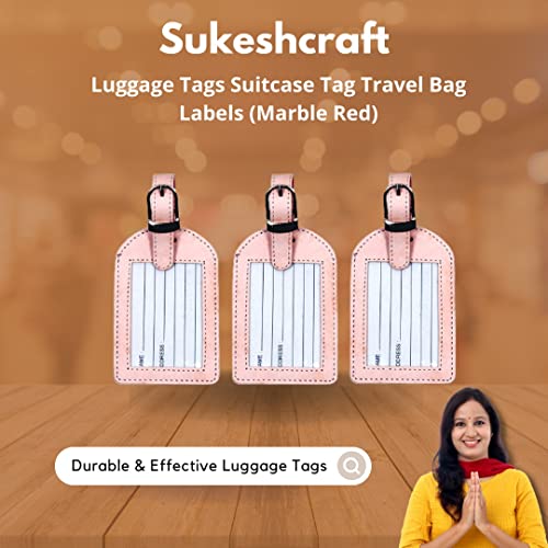 Sukeshcraft Luggage Tags Suitcase Tag Travel Bag Labels 3 Pcs.Combo (Marble Red) - Image 4