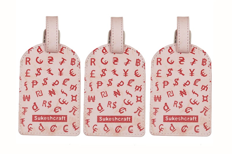 Sukeshcraft Luggage Tags Suitcase Tag Travel Bag Labels 3 Pcs.Combo (Marble Red) - Image 2