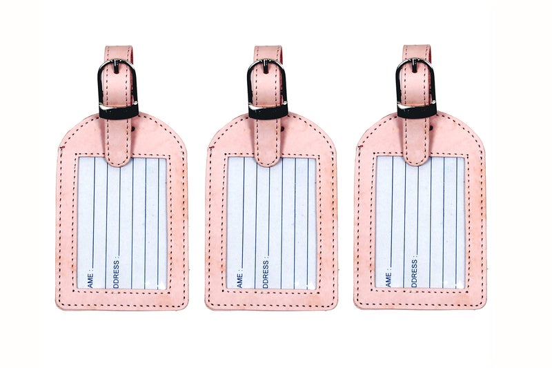 Sukeshcraft Luggage Tags Suitcase Tag Travel Bag Labels 3 Pcs.Combo (Marble Red) - Image 1