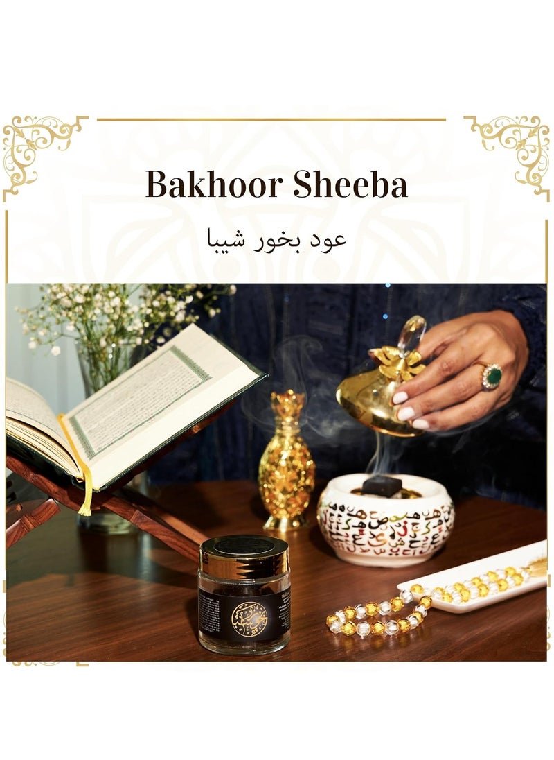 Bakhoor Sheeba Yemeni Bakhoor Arabic Bakhoor Incense 40 Gram Jar Handmade With Traditional Recipe Uplifting Woody Blend  Prayer Time To Relax and Meditate
