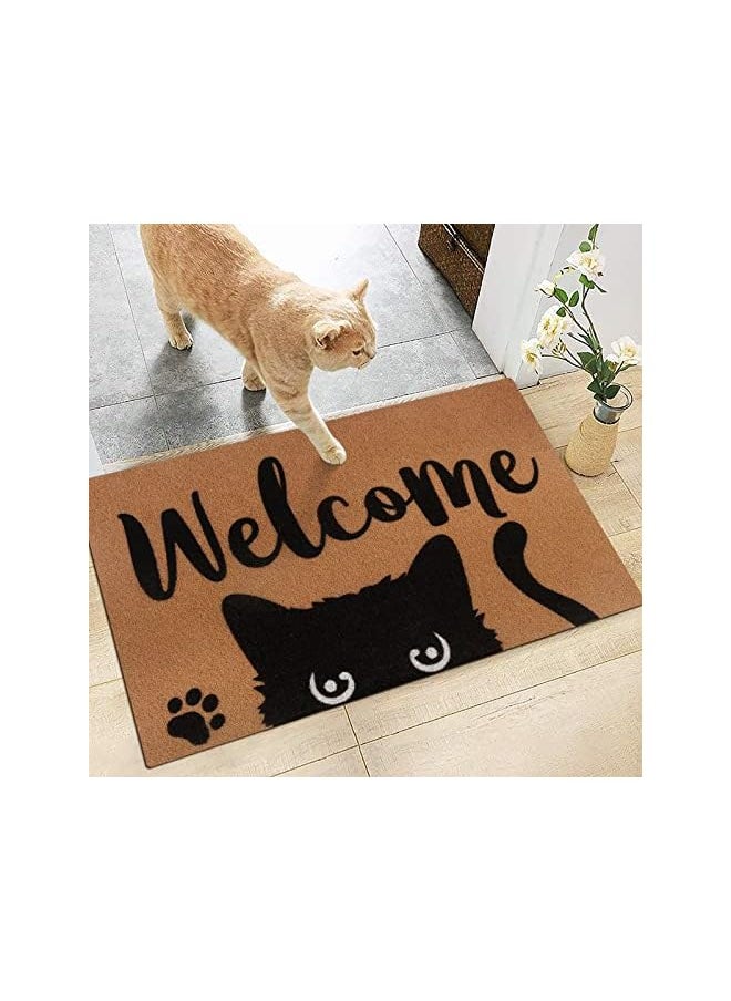 The Bros Black Cat Welcome Doormat - Funny Cat Mat with Non-Slip Backing for Indoor/Outdoor Use - Perfect for Entryway, Porch, Housewarming or  - Image 2