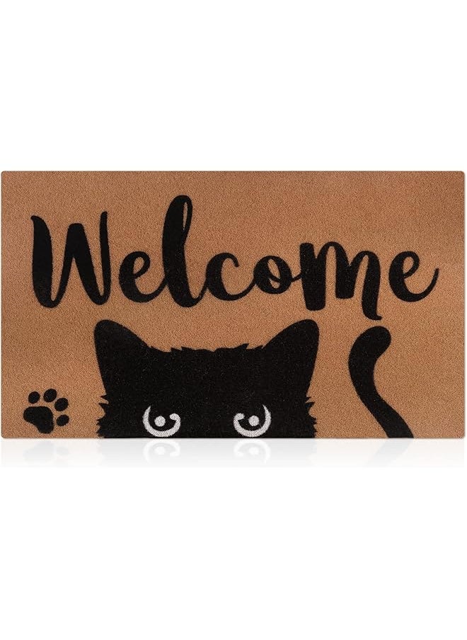 The Bros Black Cat Welcome Doormat - Funny Cat Mat with Non-Slip Backing for Indoor/Outdoor Use - Perfect for Entryway, Porch, Housewarming or  - Image 1