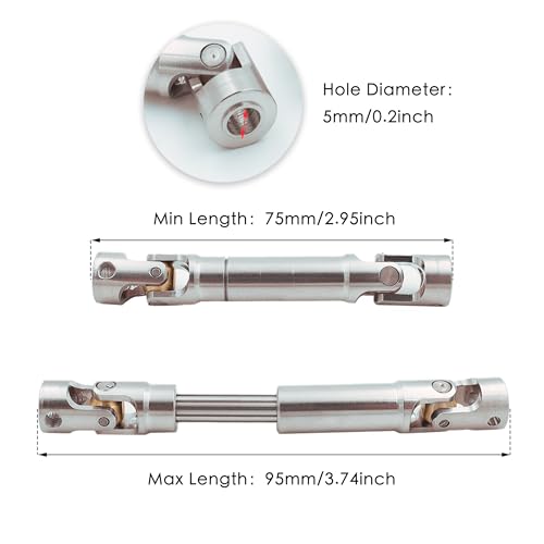 HOPLEX Universal Stainless Steel Drive Shaft Heavy-Duty Driveshafts for Axial SCX10 90046 AXI03007 TRX4 Redcat Gen8 1/10 RC Car Crawler Upgrade 75mm-95mm(1PC) - Image 2
