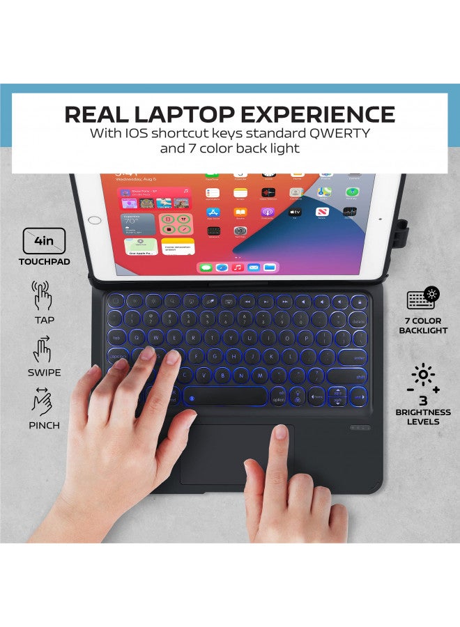 Mobee غطاء لوحة مفاتيح mobee Unitype لجهاز iPad 2018 (الجيل السادس) - iPad 2017 (الجيل الخامس) - iPad Pro 9.7 - iPad Air 2 و 1 - رقيق وخفيف - قابل للدوران 360 درجة - مضاء من الخلف 7 ألوان - غطاء iPad مع لوحة مفاتيح (9.7، أسود) - Image 1