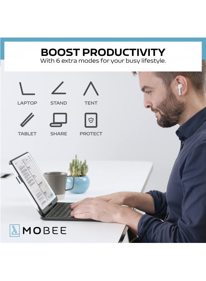 Mobee غطاء لوحة مفاتيح mobee Unitype لجهاز iPad 2018 (الجيل السادس) - iPad 2017 (الجيل الخامس) - iPad Pro 9.7 - iPad Air 2 و 1 - رقيق وخفيف - قابل للدوران 360 درجة - مضاء من الخلف 7 ألوان - غطاء iPad مع لوحة مفاتيح (9.7، أسود) - Image 3