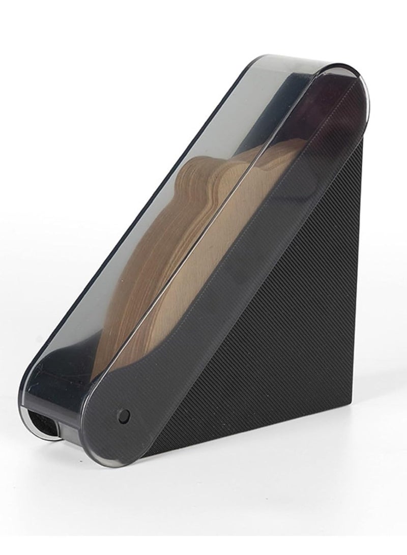 SOLARAE Coffee Filter Paper Holder, Triangle shaped filter box with Dustproof Cover Coffee filter Storage for #1 & #2, V60 & #4 cone-shape fan-shape filters Holder Coffee Bar Accessories decor Black - Image 1