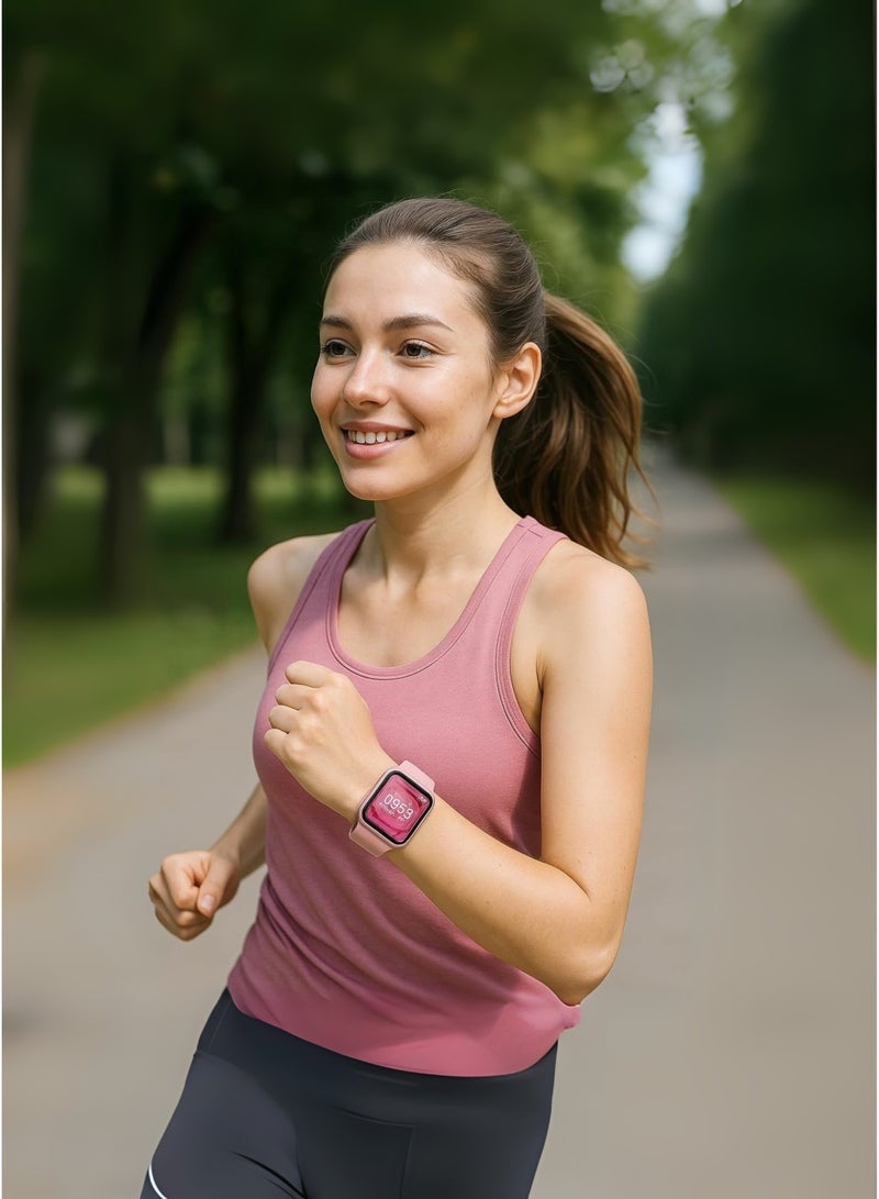 modio MW20 Mini Smart Watch for Girls & Ladies – 36mm Small Dial, Elegant Touchscreen Display, Dual Silicone Straps, Fitness & Health Tracker with Heart Rate & Sleep Monitor – Pink - Image 4