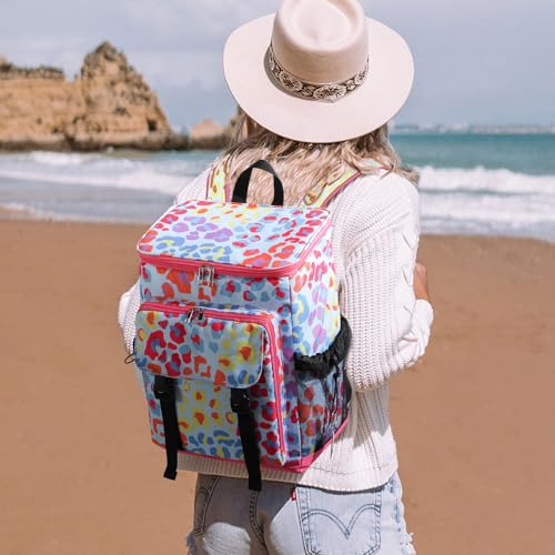 DYSHAYEN Cooler Backpack,Lightweight Backpack Cooler Insulated Leak Proof,30 Cans Soft Cooler Bag for Beach,Camping,Beach,Picnic,Lunch（Multi Leopard） - Image 3