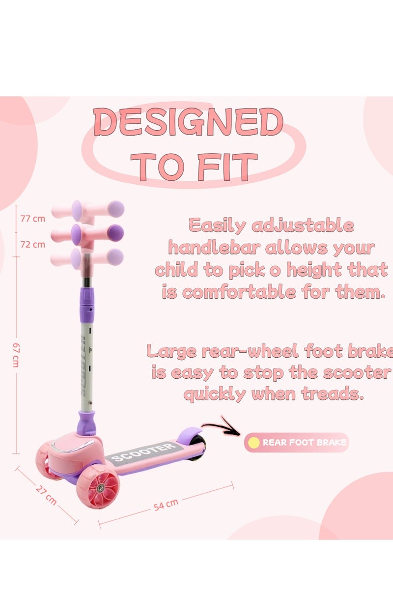 EASY FUTURE Scooters for Kids with Foldable & Height Adjustable Handle Kick Scooter with LED PU Wheels & Rear Brake & Music Kids Scooter for 3 to 8 Years. - Image 3