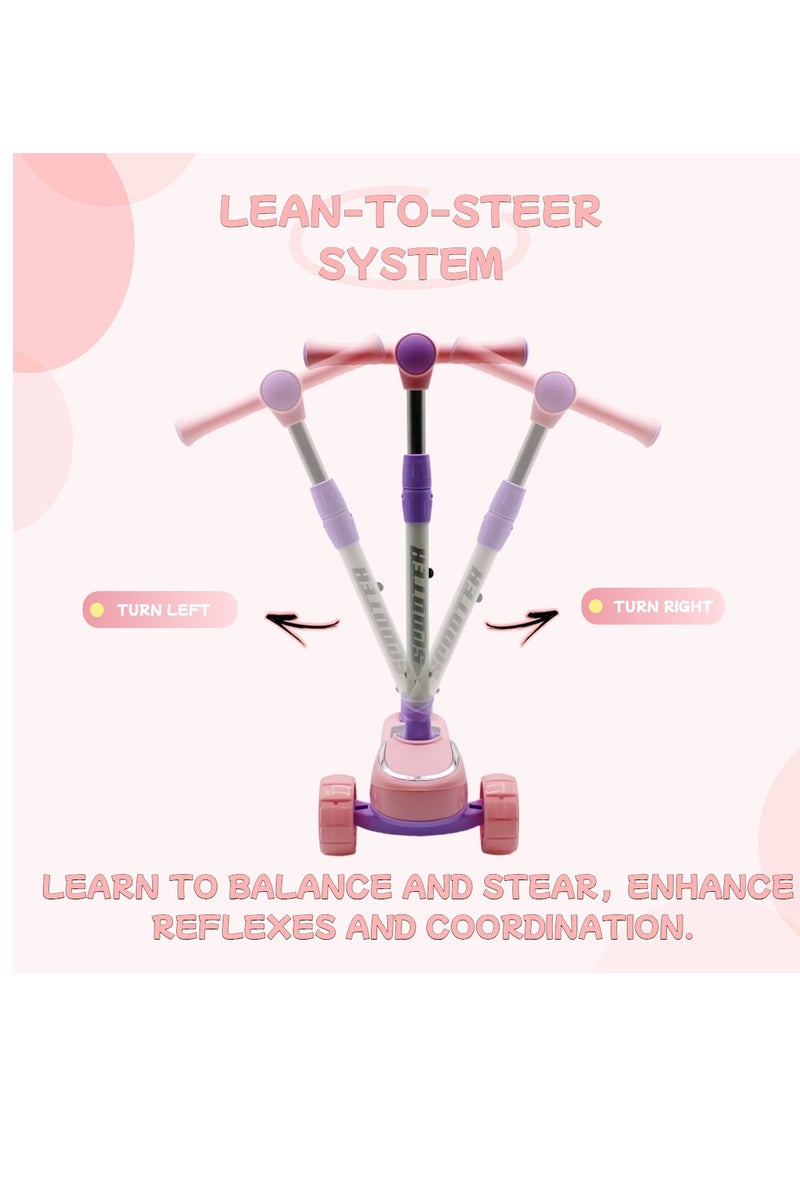 EASY FUTURE Scooters for Kids with Foldable & Height Adjustable Handle Kick Scooter with LED PU Wheels & Rear Brake & Music Kids Scooter for 3 to 8 Years. - Image 4