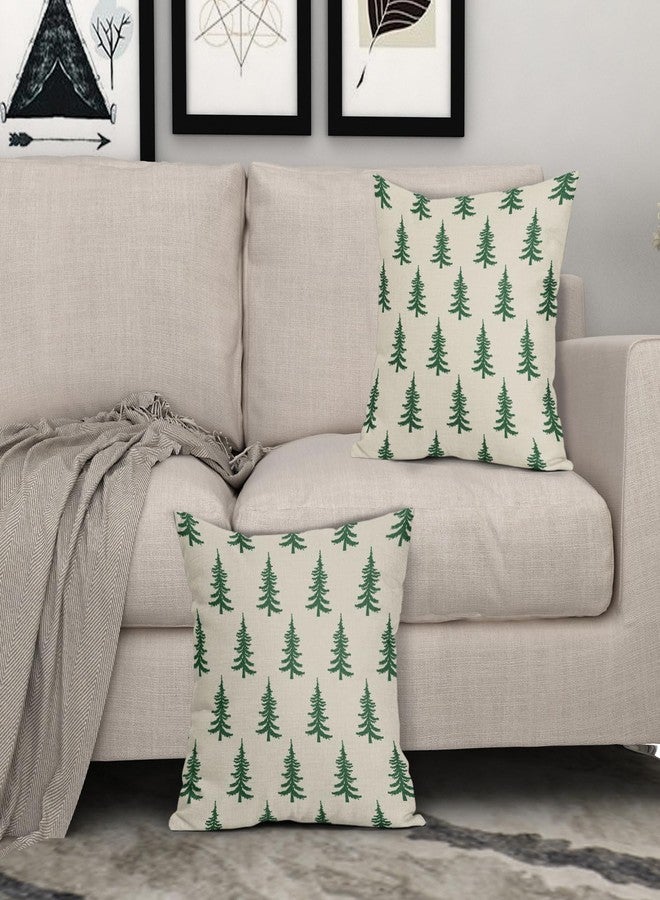 Aytipun Christmas Tree Pillow Covers 18x18 Set of 2 Green Xmas Rustic Style Winter Print Decorative Outdoor Pillowcases Farmhouse Vintage Holiday Decorations Throw Cushion Case Decor for Couch Sofa Bed - Image 3