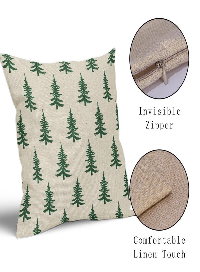 Aytipun Christmas Tree Pillow Covers 18x18 Set of 2 Green Xmas Rustic Style Winter Print Decorative Outdoor Pillowcases Farmhouse Vintage Holiday Decorations Throw Cushion Case Decor for Couch Sofa Bed - Image 4