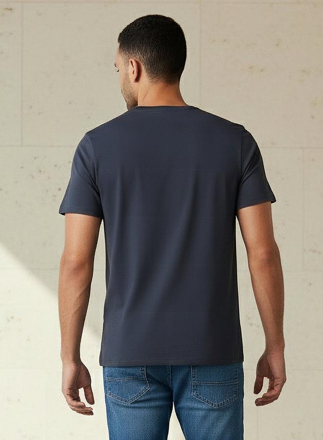 Iconic Men Slim Fit Round Neck Short Sleeve Slogan Print T-shirt - Image 3