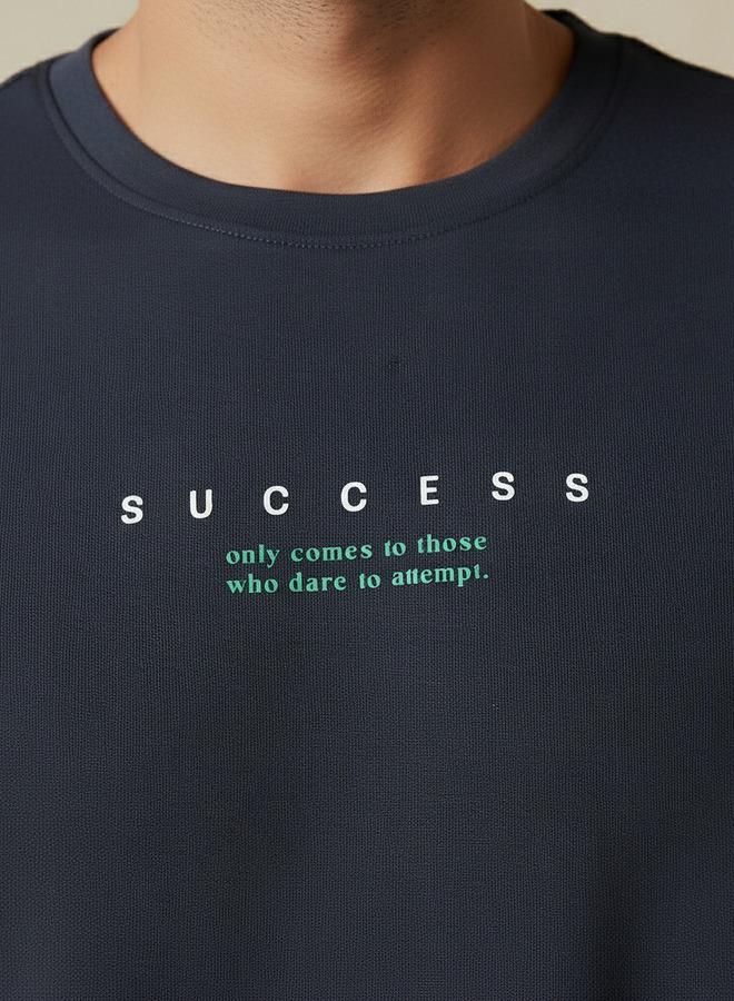 Iconic Men Slim Fit Round Neck Short Sleeve Slogan Print T shirt - Image 4