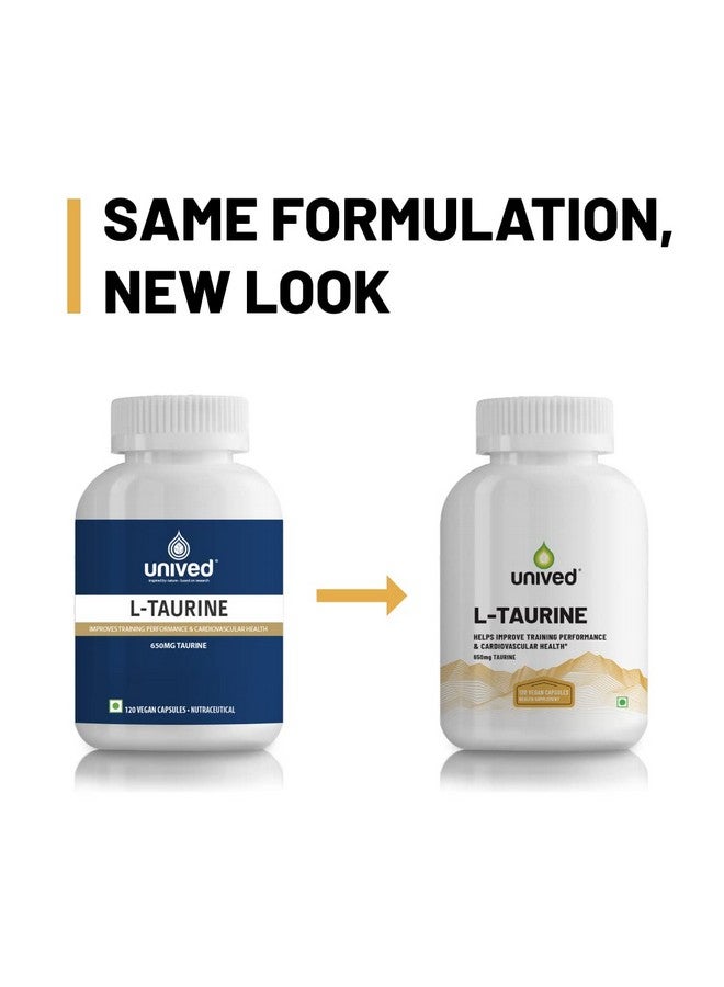 Unived L-Taurine 650mg | Training Performance, Cardiovascular, Nerve & Liver Health | Single Ingredient, Flavorless & Caffeine Free | 120 Vegan Capsules - Image 5