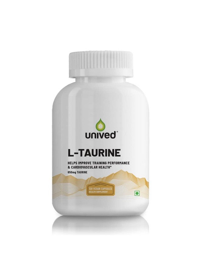 Unived L-Taurine 650mg | Training Performance, Cardiovascular, Nerve & Liver Health | Single Ingredient, Flavorless & Caffeine Free | 120 Vegan Capsules - Image 1