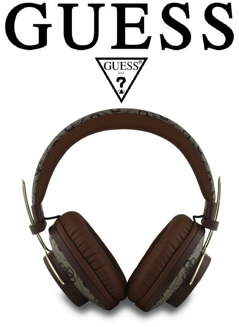 CG MOBILE GUESS wireless headphones, Original and Certified French Design, wireless headset with Up to 30H of Playtime, Wireless Bluetooth Headphones with ENC, wireless headphones bluetooth 5.3, headphone bluetooth with Voice Assistant Support, headset wireless with 2H Fast Charging with Type-C Port, IPX4 Waterproof Bluetooth over ear headphones, headset wireless bluetooth with Strong and Clear Sound, Bluetooth headsets with Built-in Microphone for Clear and High-Definition Calls. Brown  - Image 2