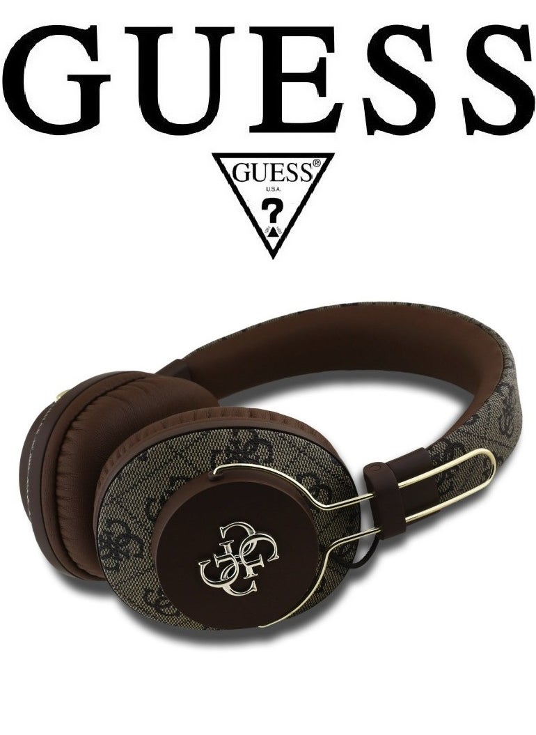 CG MOBILE GUESS wireless headphones, Original and Certified French Design, wireless headset with Up to 30H of Playtime, Wireless Bluetooth Headphones with ENC, wireless headphones bluetooth 5.3, headphone bluetooth with Voice Assistant Support, headset wireless with 2H Fast Charging with Type-C Port, IPX4 Waterproof Bluetooth over ear headphones, headset wireless bluetooth with Strong and Clear Sound, Bluetooth headsets with Built-in Microphone for Clear and High-Definition Calls. Brown  - Image 3