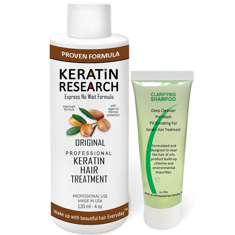 KERATIN RESEARCH Brazilian Keratin Hair Treatment Straightening Complex Blowout LONG Lasting Organic Natural Results with Argan Oil Keratina Brasilera - Image 1