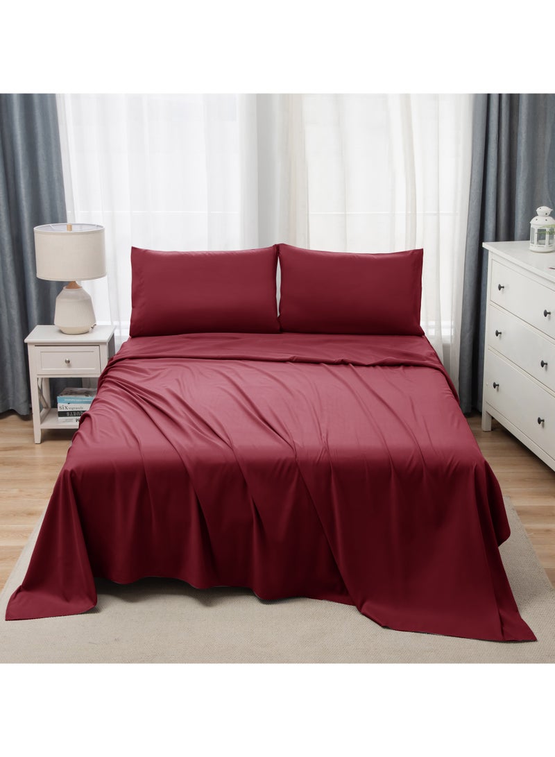 Panax Bedding Queen Bed Sheets Set - 4 Piece Bedding - Brushed Microfiber - Shrinkage and Fade Resistant - Easy Care (Burgandy, Queen) - Image 1