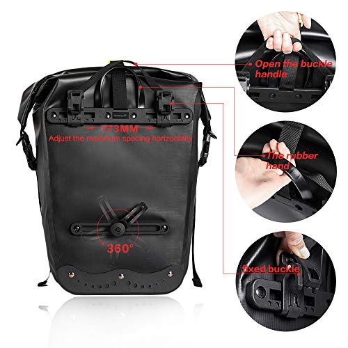 Rhinowalk Bike Bag Waterproof Bike Pannier Bag 27L,(for Bicycle Cargo Rack Saddle Bag Shoulder Bag Laptop Pannier Rack Bicycle Bag Professional Cycling Accessories) - Image 4