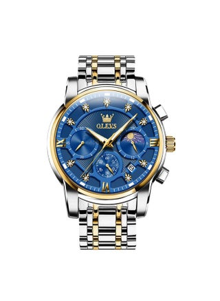 OLEVS Men's Blue Chronograph Calendar Diamond Watches Moon Phase Analog Quartz Display Luxury Stainless Steel Waterproof Luminous Watch for Men - pzsku/Z2B4CB1A04A61B4B2C728Z/45/_/1738306716/b92b6661-c616-44f4-a4da-e6631bb0b06b