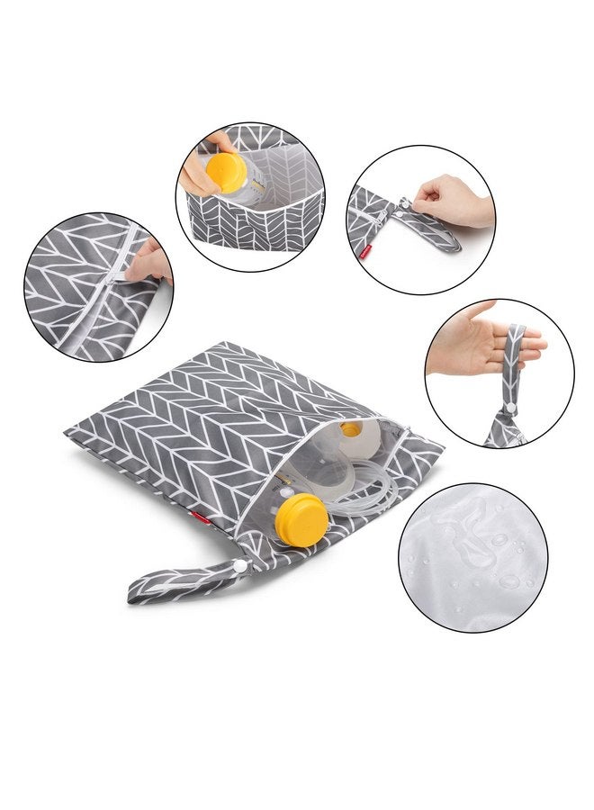 داميرو حقيبة أجزاء مضخة الثدي Damero، حقيبة أجزاء مضخة الثدي الجافة والرطبة، حقيبة ضخ مع حصيرة مقاومة للماء وحقيبة شبكية، سهم رمادي - Image 2