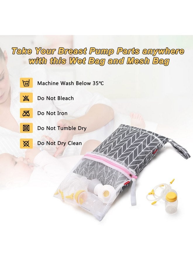 داميرو حقيبة أجزاء مضخة الثدي Damero، حقيبة أجزاء مضخة الثدي الجافة والرطبة، حقيبة ضخ مع حصيرة مقاومة للماء وحقيبة شبكية، سهم رمادي - Image 5